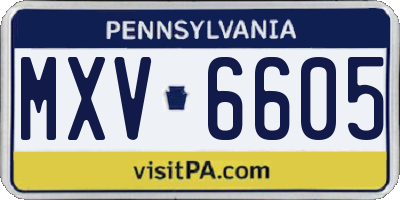 PA license plate MXV6605