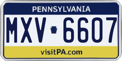 PA license plate MXV6607