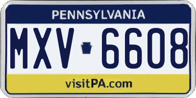 PA license plate MXV6608