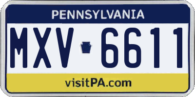 PA license plate MXV6611