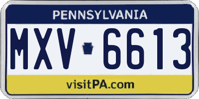PA license plate MXV6613