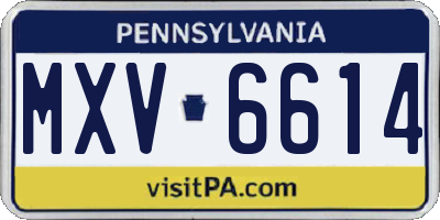 PA license plate MXV6614
