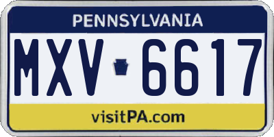 PA license plate MXV6617