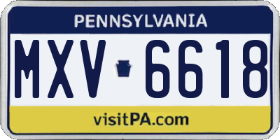 PA license plate MXV6618