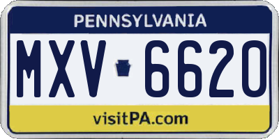 PA license plate MXV6620