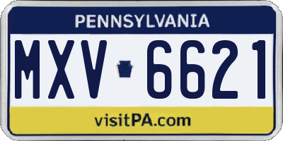 PA license plate MXV6621