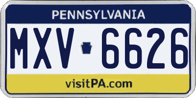 PA license plate MXV6626