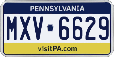 PA license plate MXV6629