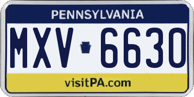PA license plate MXV6630