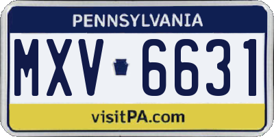 PA license plate MXV6631