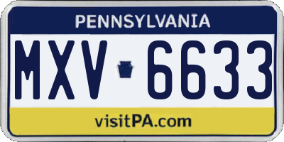 PA license plate MXV6633