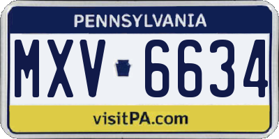 PA license plate MXV6634