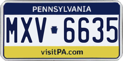 PA license plate MXV6635