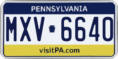 PA license plate MXV6640
