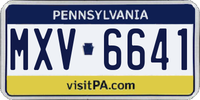 PA license plate MXV6641