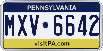 PA license plate MXV6642