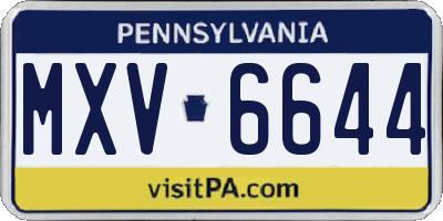 PA license plate MXV6644