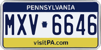 PA license plate MXV6646