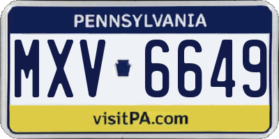 PA license plate MXV6649