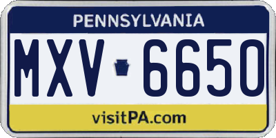 PA license plate MXV6650