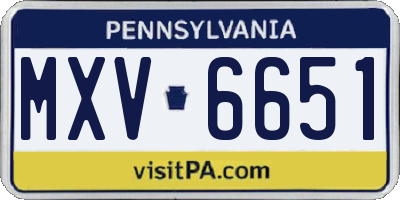 PA license plate MXV6651