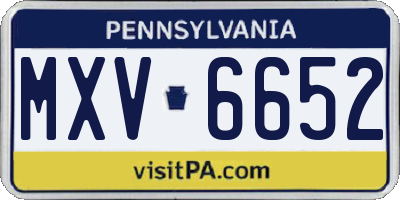 PA license plate MXV6652