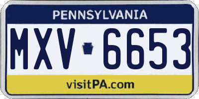 PA license plate MXV6653