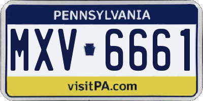 PA license plate MXV6661