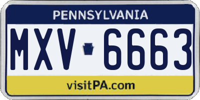 PA license plate MXV6663