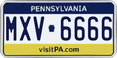 PA license plate MXV6666