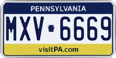 PA license plate MXV6669