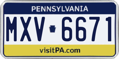 PA license plate MXV6671