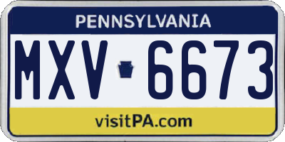 PA license plate MXV6673