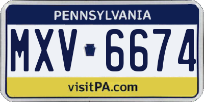 PA license plate MXV6674