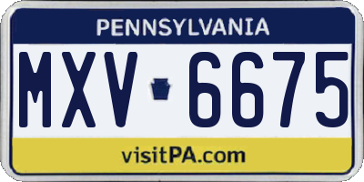 PA license plate MXV6675