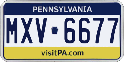 PA license plate MXV6677