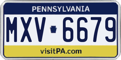 PA license plate MXV6679
