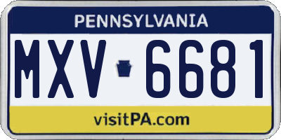 PA license plate MXV6681