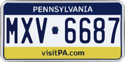 PA license plate MXV6687