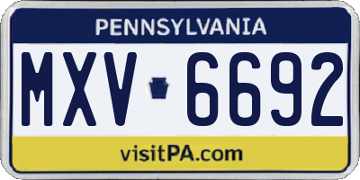 PA license plate MXV6692