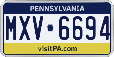 PA license plate MXV6694