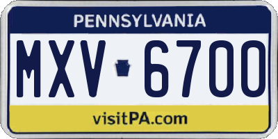 PA license plate MXV6700
