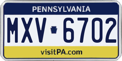 PA license plate MXV6702