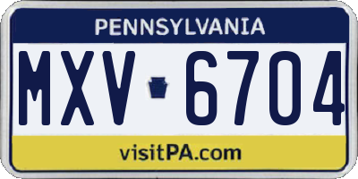 PA license plate MXV6704