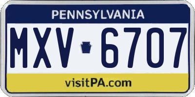 PA license plate MXV6707