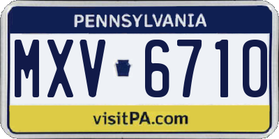 PA license plate MXV6710