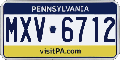 PA license plate MXV6712
