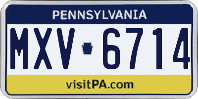 PA license plate MXV6714