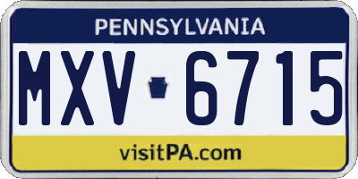 PA license plate MXV6715