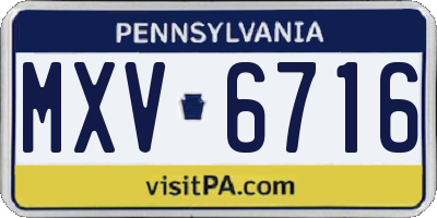 PA license plate MXV6716